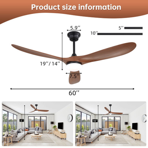 Smart Ceiling Fan With Lights, 3 Blades, Reversible Quiet DC Motor For Indoor