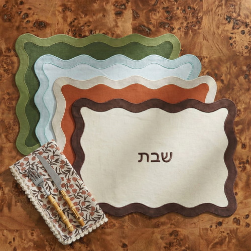 Organic Cotton / Linen Wavy Challah Cover