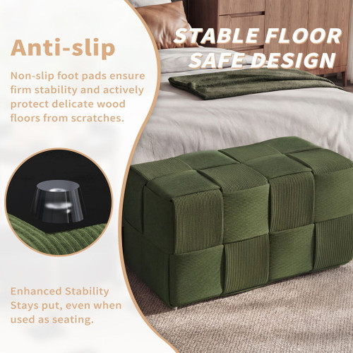 Square Ottoman Foot Rest With Woven Design