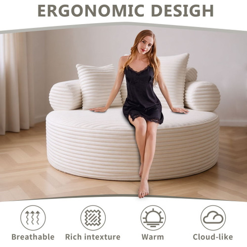 Round Sofa Bed With 3 Pillows For Living Room