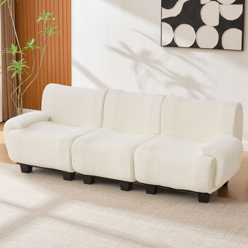 3 Seater Sofa Couch With Curved Armrests