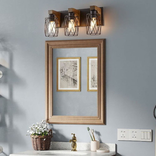 Bathroom Vanity Light, Wall Sconce With Cage Shade