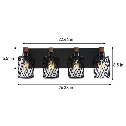 Bathroom Vanity Light, Wall Sconce With Cage Shade