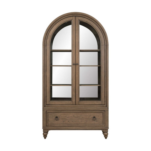 Americana Farmhouse - Arched Display Cabinet - Dusty Taupe