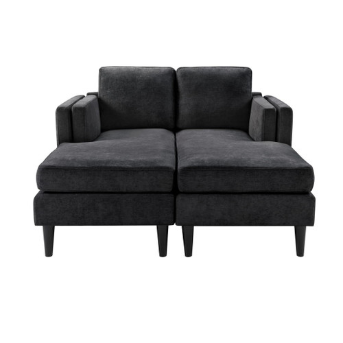 Chaise Lounge Sofa Bed With Dual Layer Armrests For Living Room