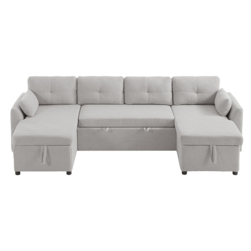 U-Shaped Sectional Sofa Bed With Storage And USB Ports
