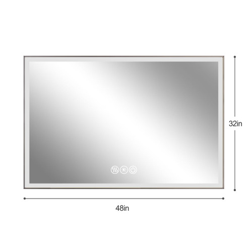 Modern LED Bathroom Vanity Mirror With Aluminum Frame, 45° Beveled Lights, Anti Fog - Silver