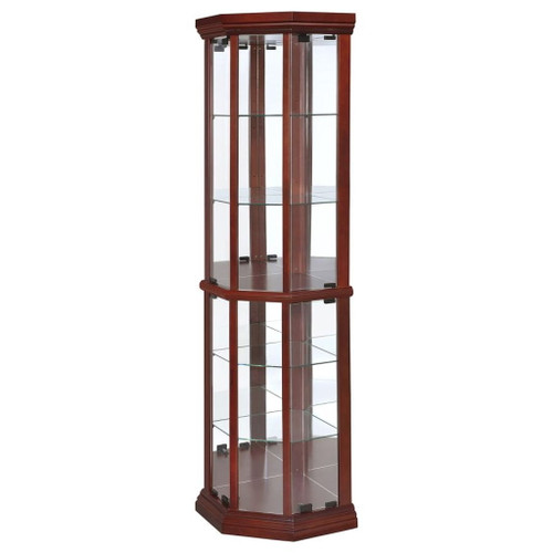 Appledale - 6-Shelf Corner Curio Display Cabinet - Medium Brown