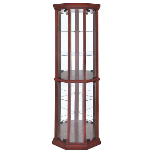 Appledale - 6-Shelf Corner Curio Display Cabinet - Medium Brown
