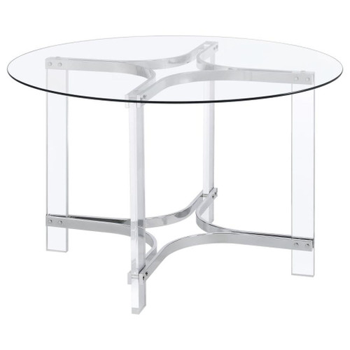 Keeling - Round Glass Top Acrylic Dining Table - Chrome