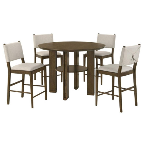 Ottowa - 5 Piece Round Counter Height Dining Room Set - Brown