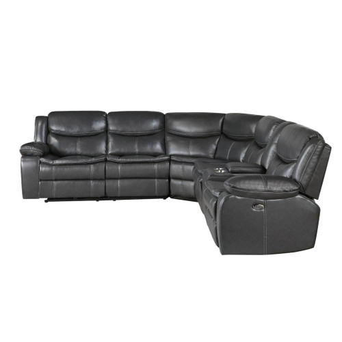 Fargo - (3) 3 Piece Power Reclining Sectional With Right Console - Dark Gray