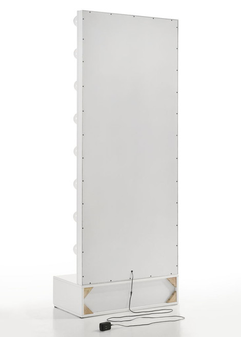 Luxo - Tall Lighted Drawer Vanity Mirror - White