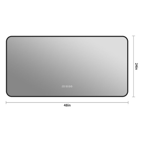 Wall Mirror With Rounded Corners, Temperature Display, Tri-Color Light, Defogging