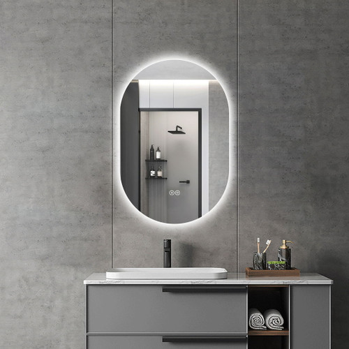 Smart Wall Mounted LED Touch Screen Mirror With Anti-Fog Function And Adjustable Lighting