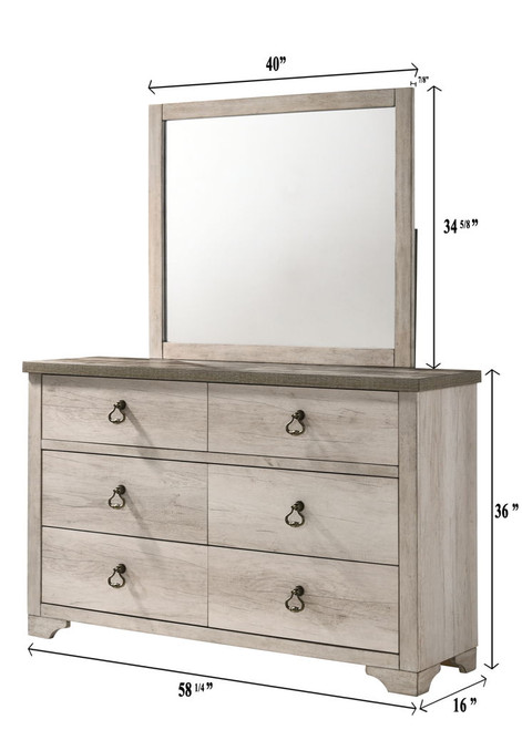 Patterson - Dresser & Mirror - Weathered White