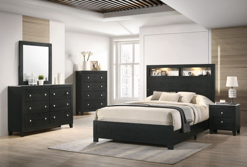 Cadence - King Bed In One Box With Shelves - Black