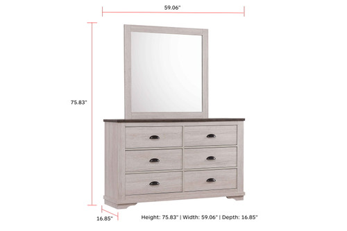 Coralee - Dresser & Mirror - Chalk / Gray
