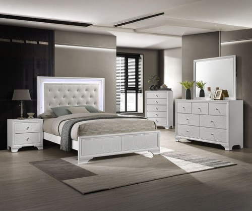 Lyssa - Queen 5 Piece Bedroom Set - Oat / Frost