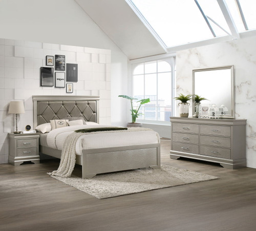 Amalia - Twin 4 Piece Bedroom Set - Silver