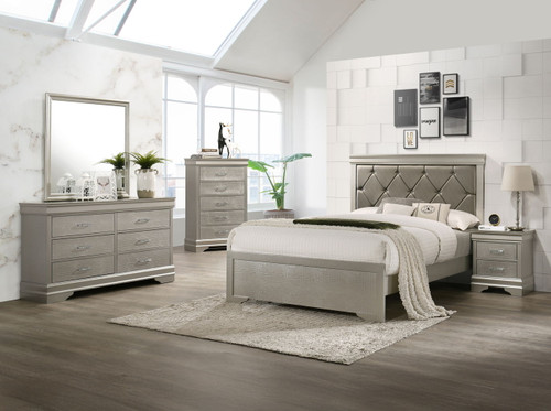Amalia - Twin 5 Piece Bedroom Set - Silver