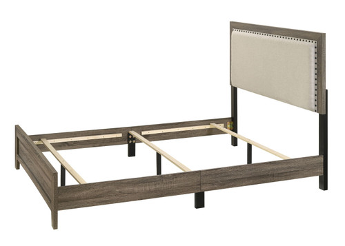 Millie - King 5 Piece Upholstered Bedroom Set - Warm Gray