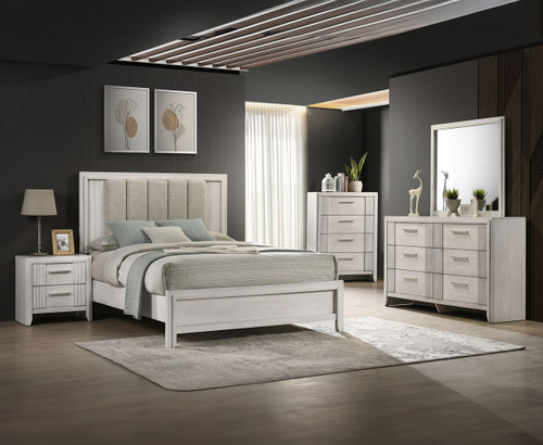 Carlton - Queen 5 Piece Bedroom Set - White Mist