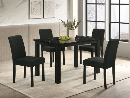 Resia - 5 Piece Dining Room Set - Black