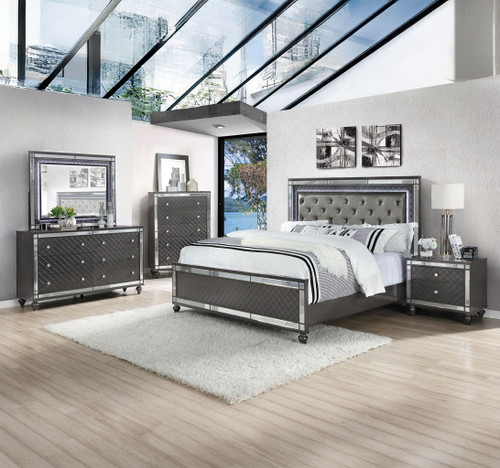 Refino - King 5 Piece Bedroom Set - Gunmetal