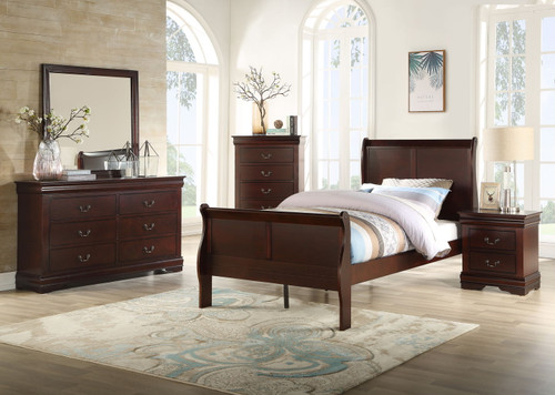 Louis Philip - Twin 5 Piece Bedroom Set - Cherry