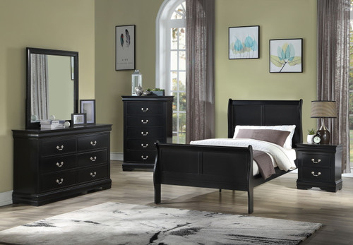 Louis Philip - Twin 5 Piece Bedroom Set - Black