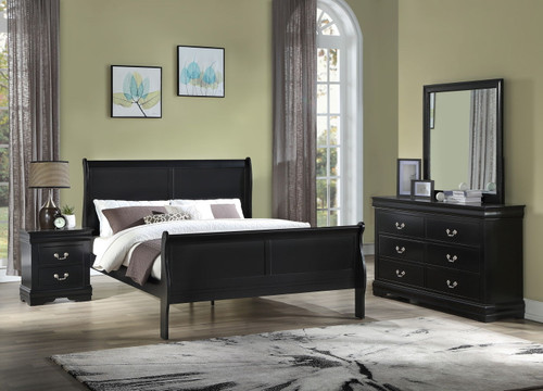 Louis Philip - Queen 4 Piece Bedroom Set - Black