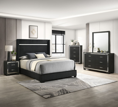 Gennro - King 5 Piece Bedroom Set - Black