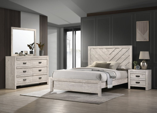 Valor - King 4 Piece Bedroom Set - Antique White