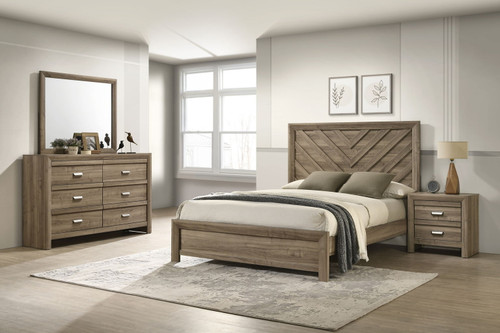 Valor - Full 4 Piece Bedroom Set - Light Brown