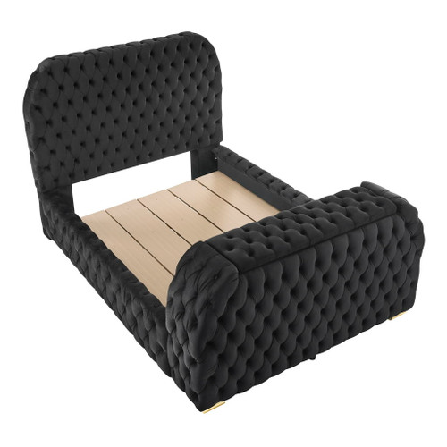 Natalia - Queen Upholstered Bed With Decking Board Set - Black