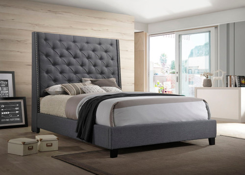 Chantilly - King Upholstered Bed - Gray
