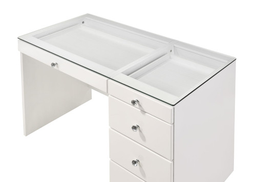 Morgan - Vanity Desk With Glass Top - White