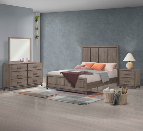 River - King 4 Piece Bedroom Set - Light Brown