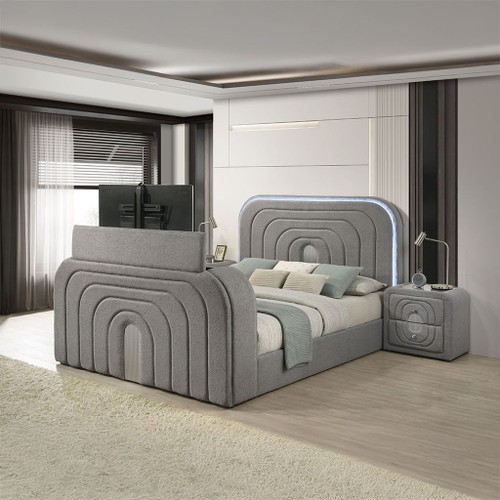 Shelyn - Bed With Led, TV Stand, Fireplace & Bluetooth