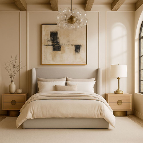 Kendall - Linen Textured Fabric Upholstered Bed