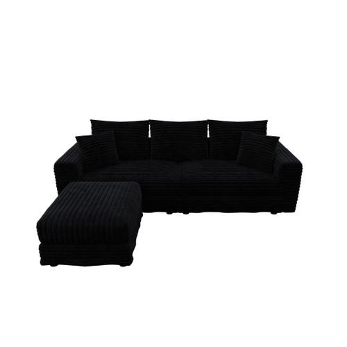 Convertible Deep Seat Sofa With Soft Pillows And Ottomans