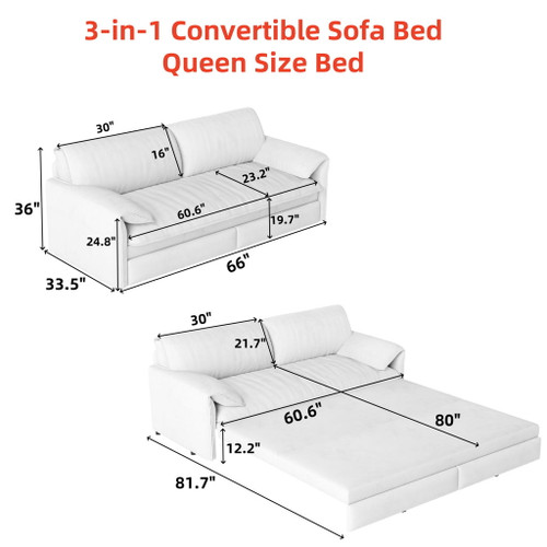 Queen Pull Out Sofa Bed With Side Storage