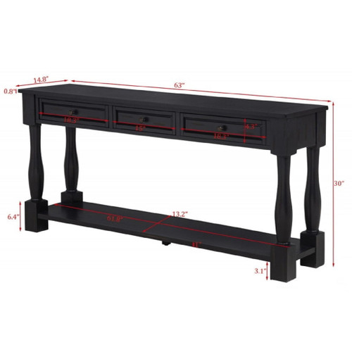 Long Console Table With Drawers And Shelf