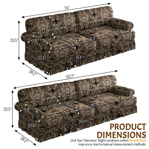 Luxuriously Comfortable Cloud Couch With Elegant Rolled Arms & Pleated Skirt Design