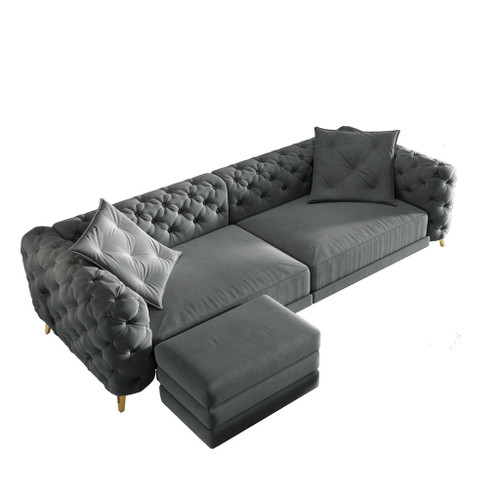 3 In 1 Convertible Sleeper, Deep Seat Pull Out Sofa Bed, Button Tufted