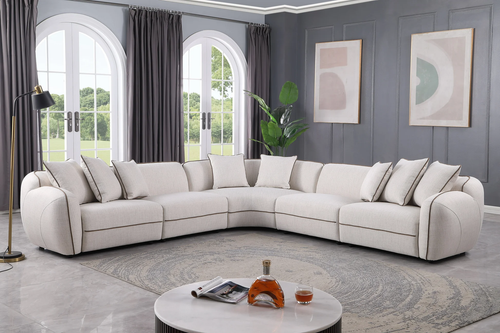 Gaby Contemporary Beige Sectional in Fabric MI-3002 by New Era Innovations