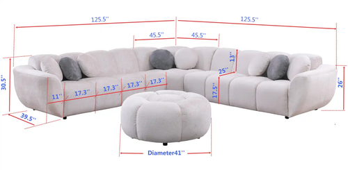 Rose Modern 3pcs Sectional in Fabric