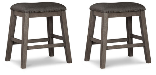 Caitbrook - Upholstered Stool (Set of 2) - Gray