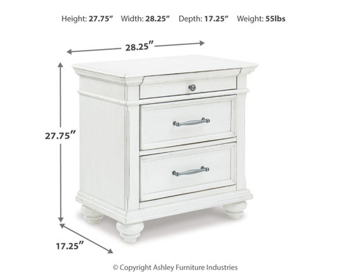 Kanwyn - Three Drawer Night Stand - Whitewash